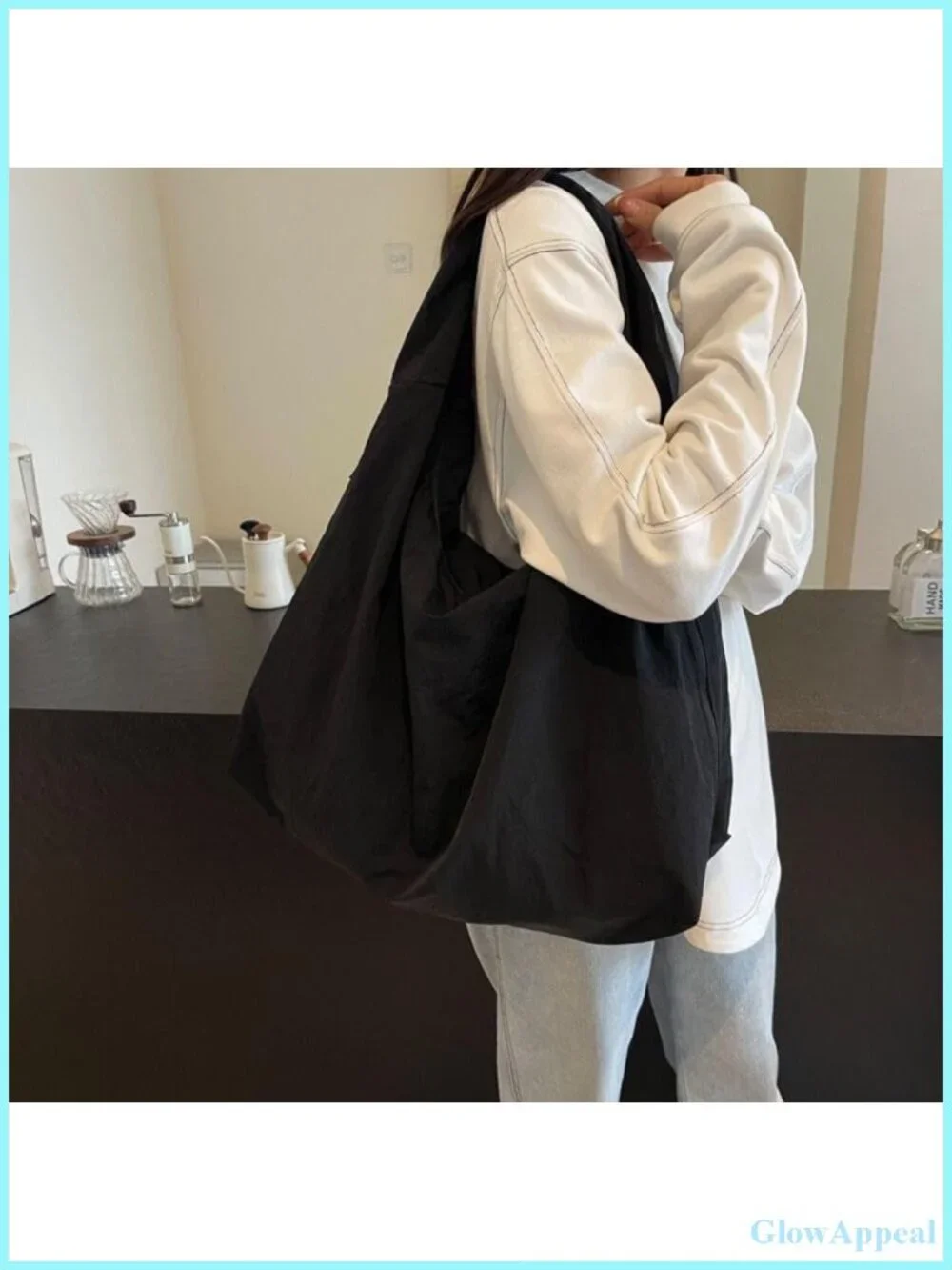 Slouchy Canvas Tote Bag Y2K Casual Cute Shoulder Purse Women's Handbag